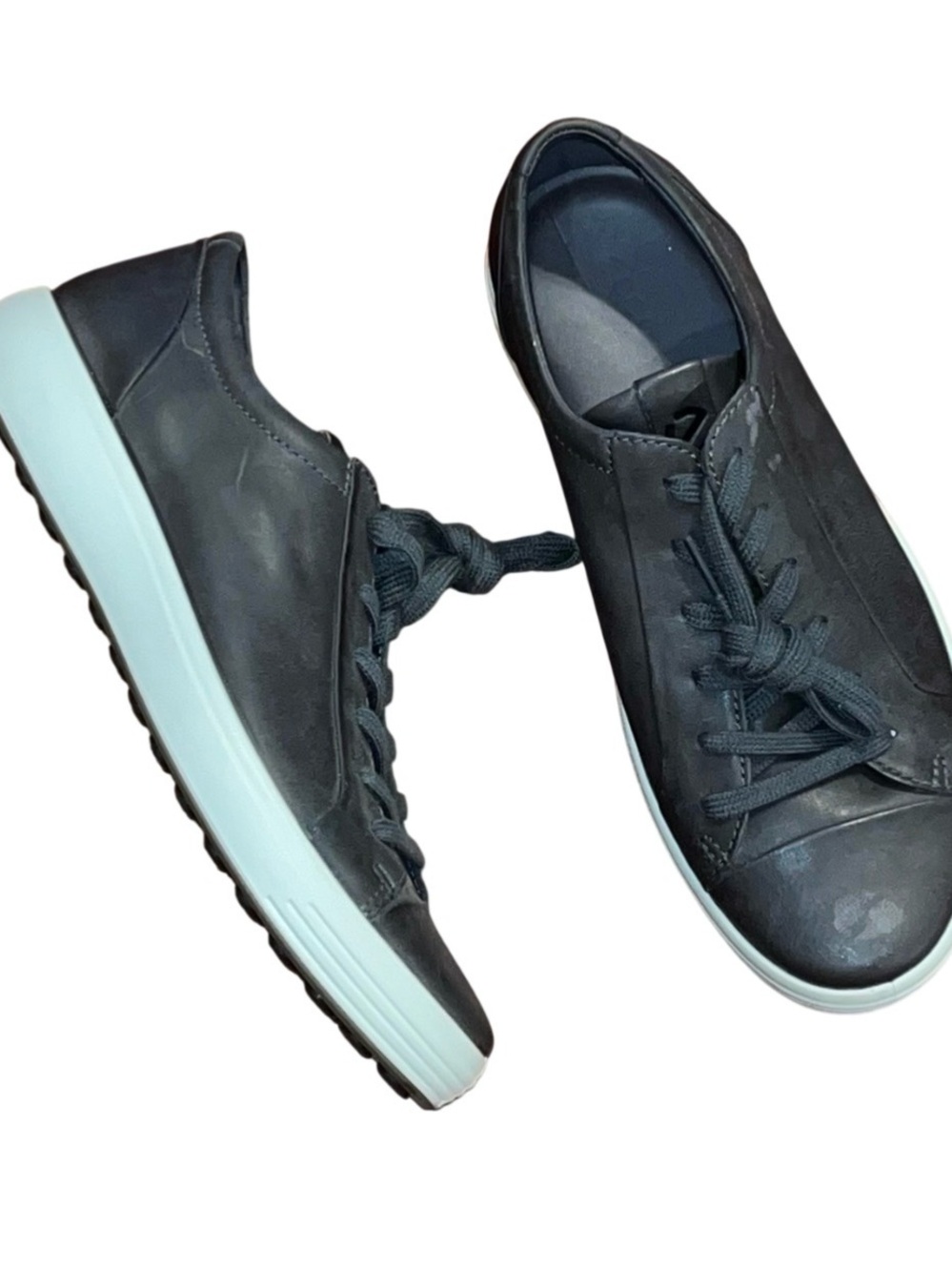 Ecco Soft 7 Premier Men’s Sneakers Lace Up Leather Gray NWOB US 7-7.5
